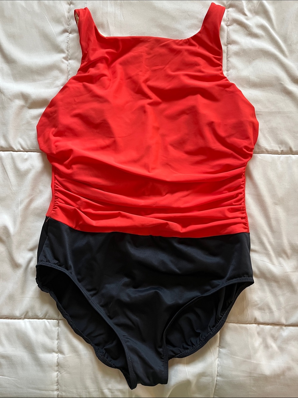 Miraclesuit Reddish Orange & Black One Piece Swimsuit